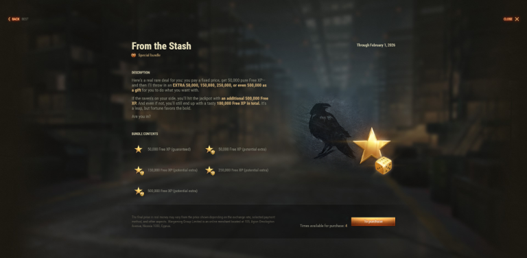 Balíček From the Stash nabízí až 550 000 Free XP za pevnou cenu