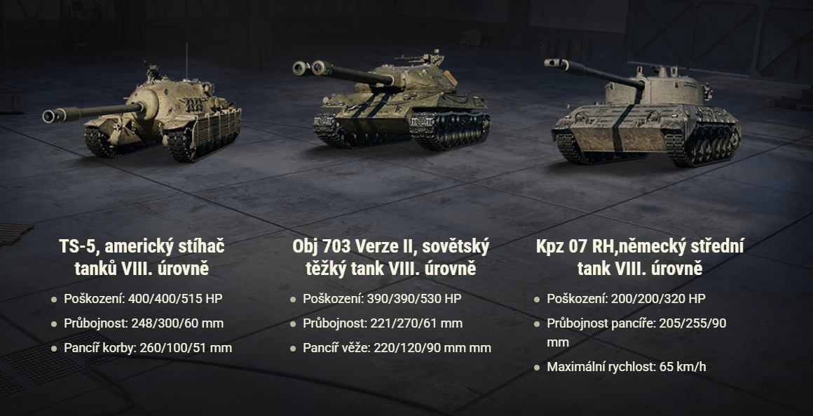Týdenní balíčky tanků: TS-5, 703 II (122) a Kpz 07 RH výhodné ceny