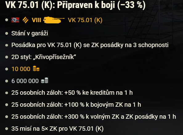 Speciální balíčkový týden: Prémiový tank VK 75.01 (K)