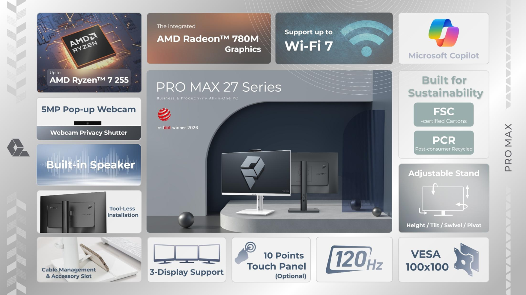 MSI COMPUTEX 2026: AI herní stolní počítače, QD-OLED monitory a AI počítače PRO MAX Edge