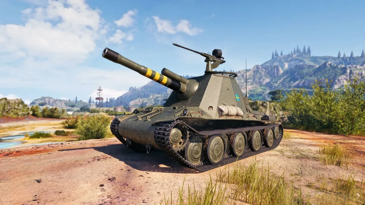 Screenshoty švédského samohybného děla LS-46 6. úrovně 