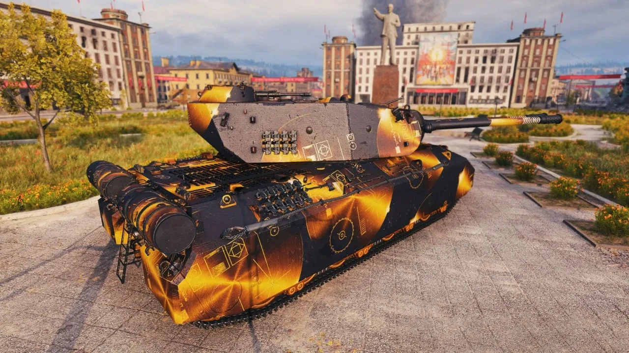 2D styl Zlaté desky z 19. sezóny Battle Passu hry World of Tanks.